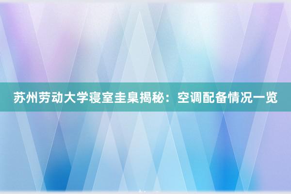 苏州劳动大学寝室圭臬揭秘：空调配备情况一览